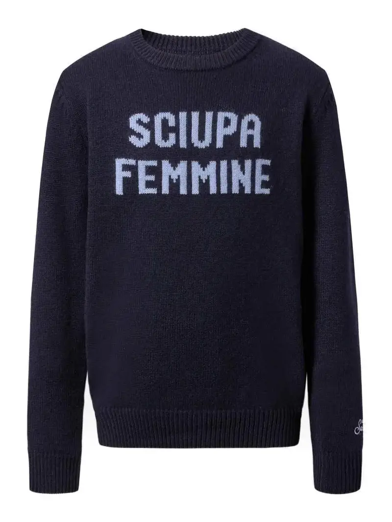 Pull Con Scritta Blu