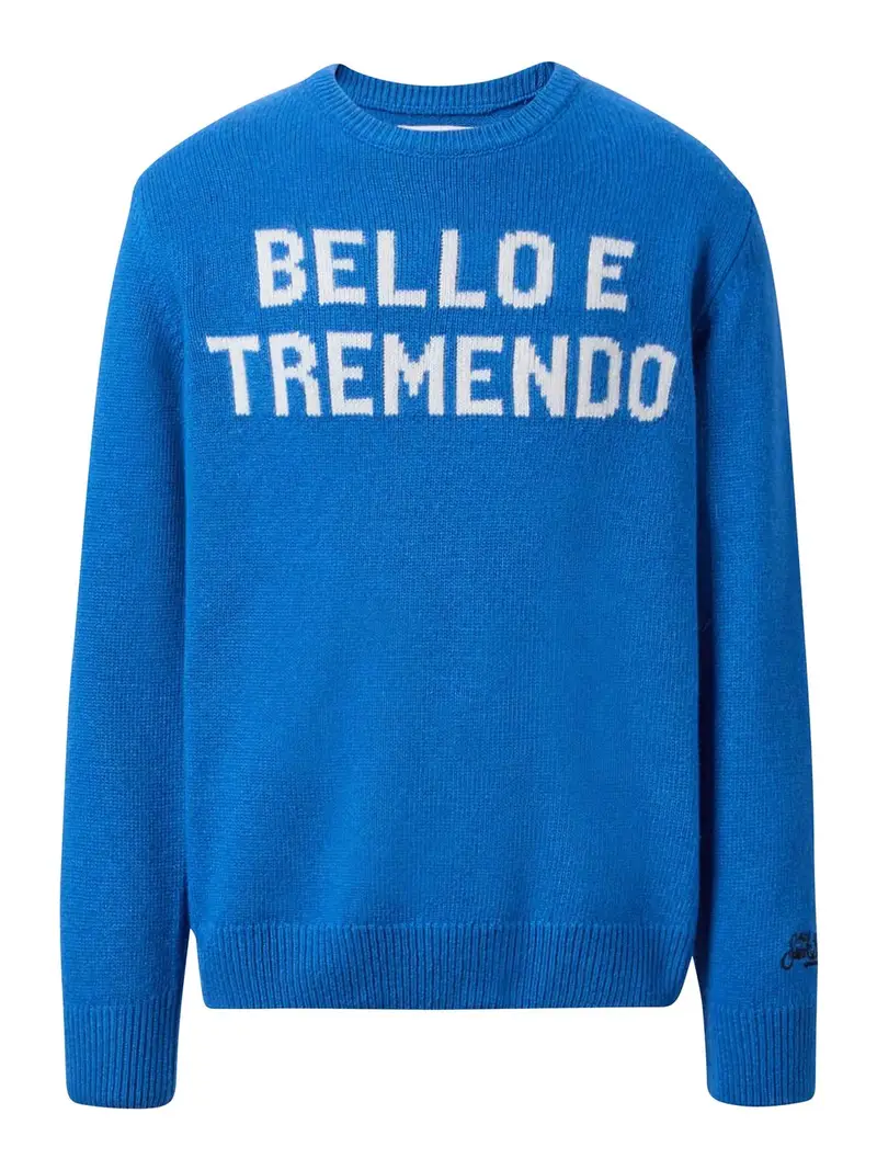 Pull Con Scritta Blu