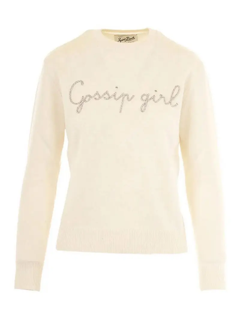 Pull Donna Con Ricamo Crema