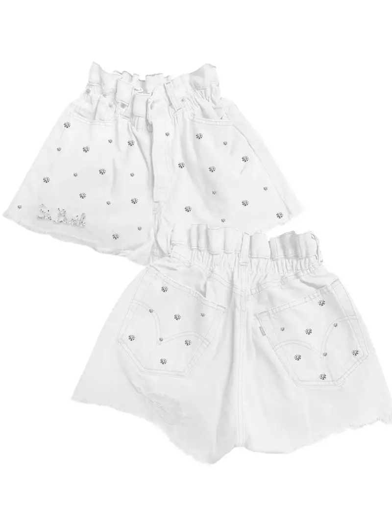 Short arizona bianco con strass