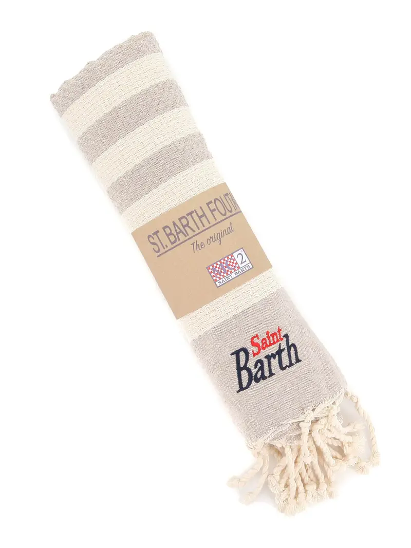 Telo mare con motivo a righe Beige