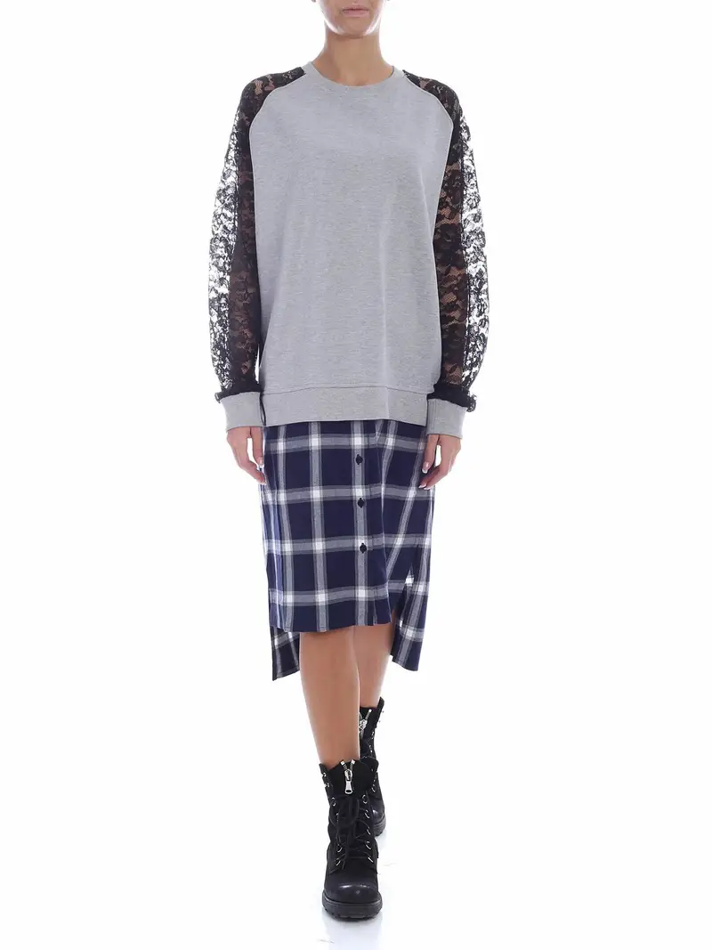 Abito grigio con fondo effetto camicia