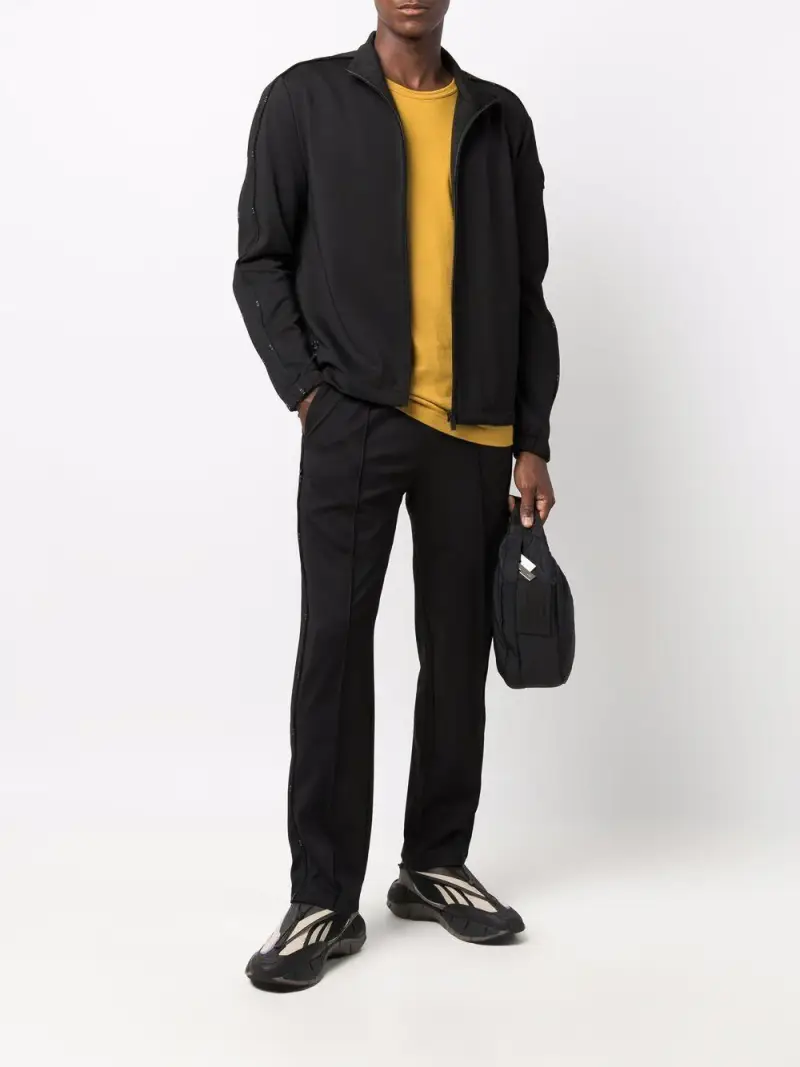 Felpa nera maniche con bande Nero miniatura 3