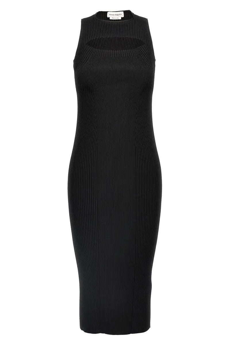 Abito Maglia Coste Nero