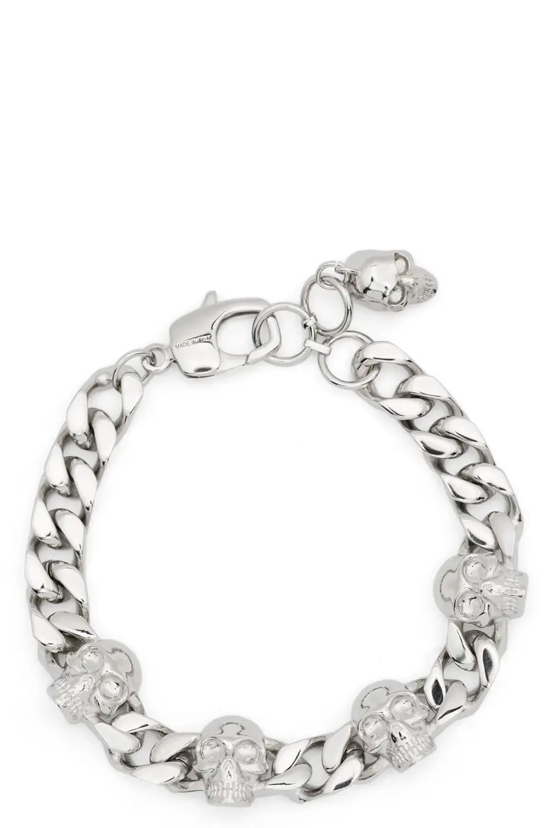 Mcqueen Bracciale a Catena Skull Argento