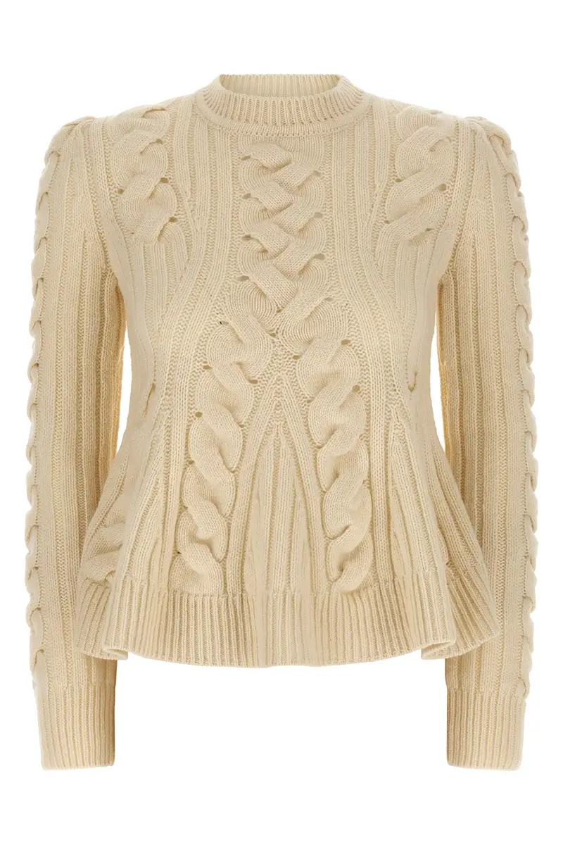 Maglione 'Peplum Cable' Beige
