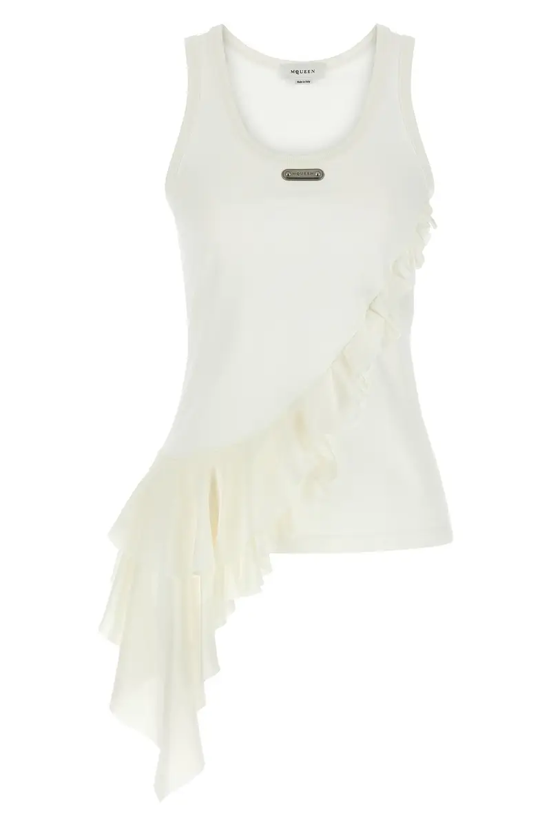 Tank Top Volant Seta Bianco