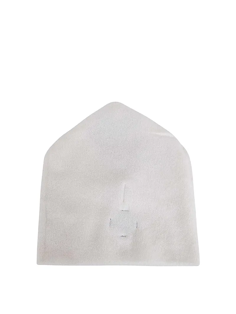 Cappello Beanie In Cashmere Ricamato Bianco