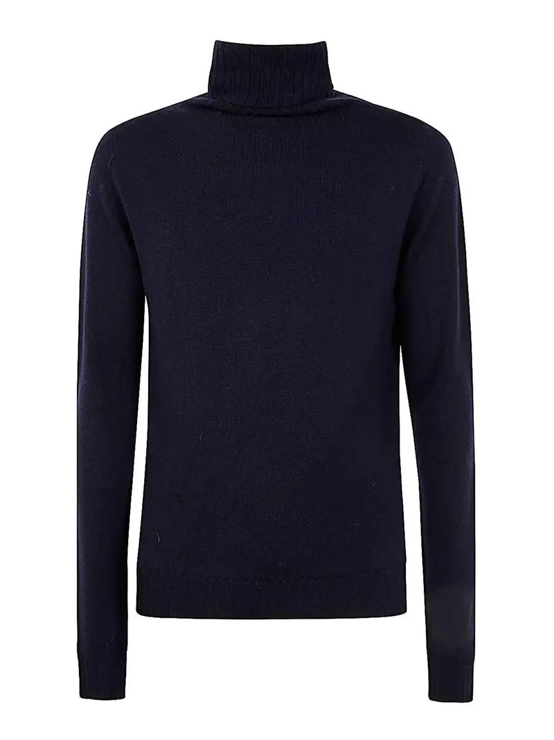 Maglione in lana merino con collo alto Blu