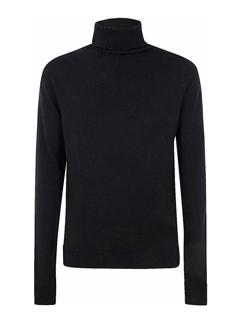 Maglione in lana merino con collo alto Nero