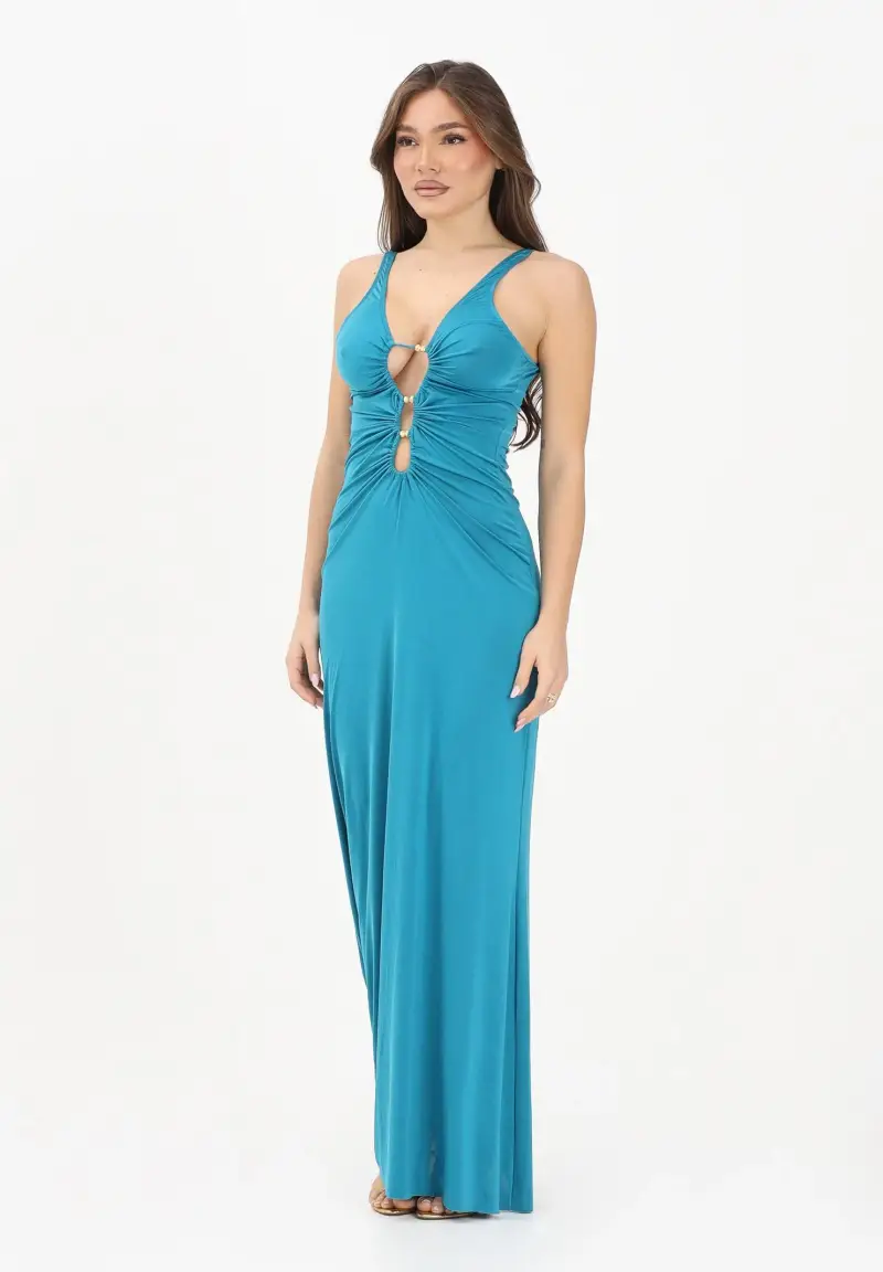 Abito lungo turchese da donna