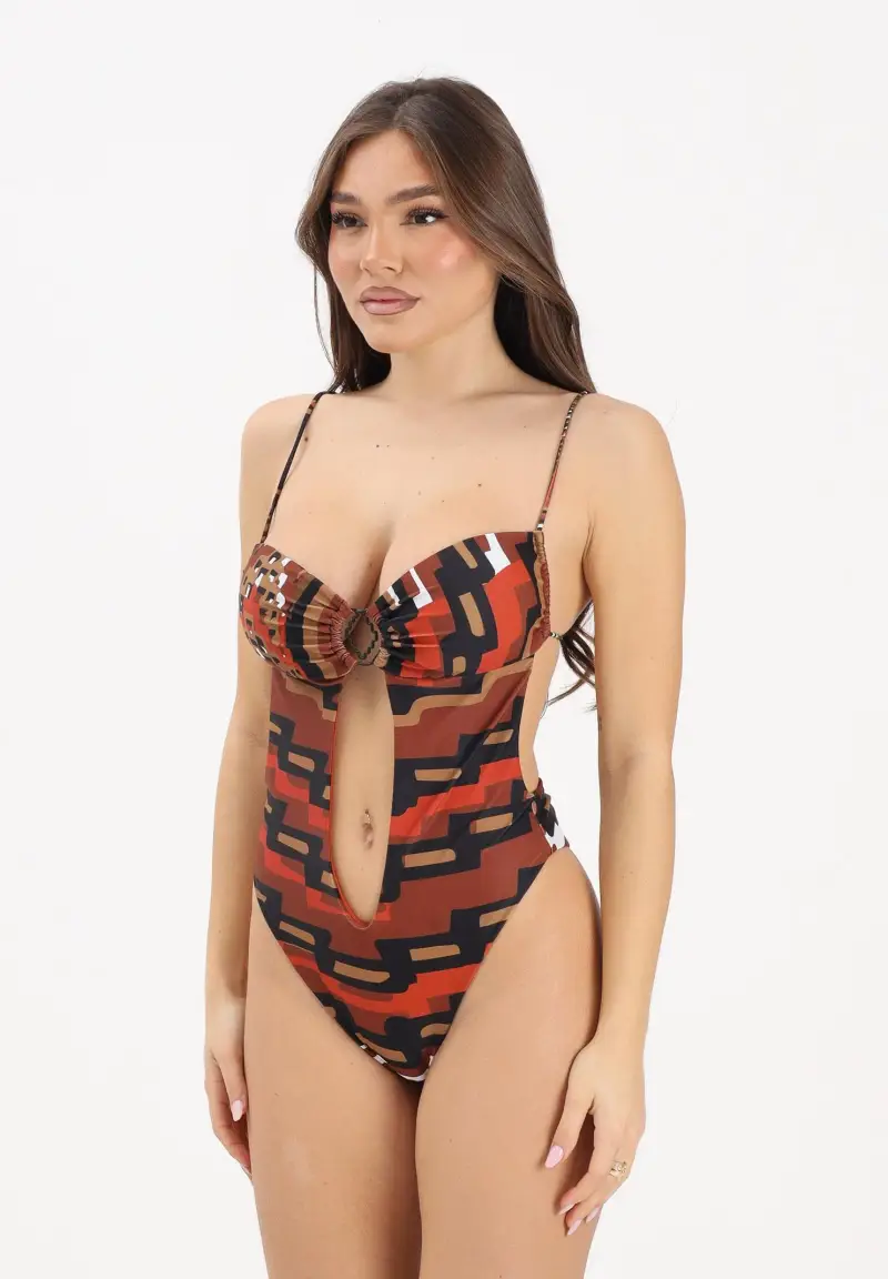 Costume intero mattone da donna con fantasia