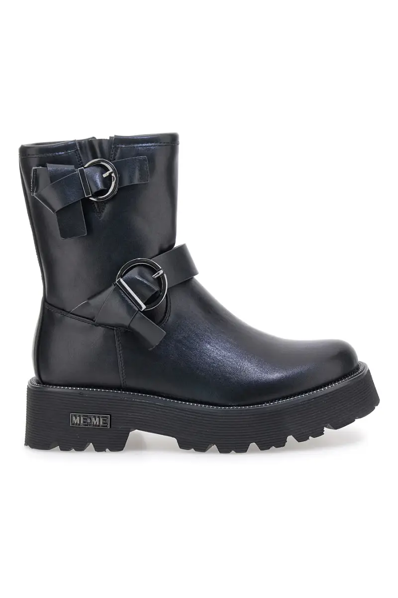 Anfibi neri con doppia fibbia e suola carrarmato Me & Me 3013 [NERO]