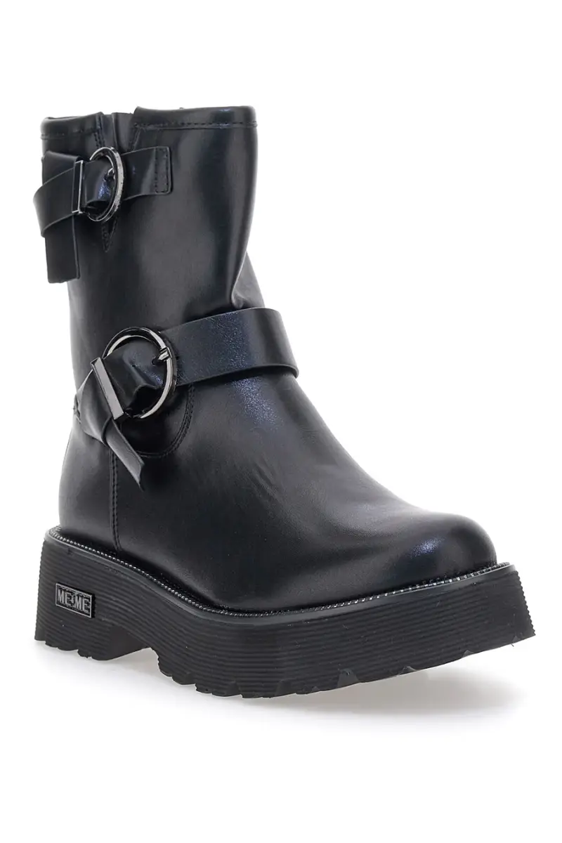 Anfibi neri con doppia fibbia e suola carrarmato Me & Me 3013 [NERO] miniatura 2