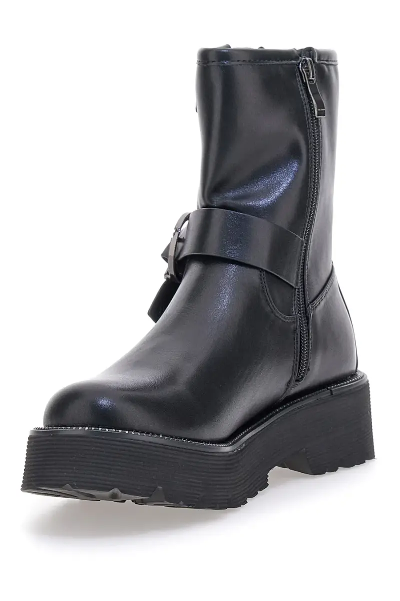 Anfibi neri con doppia fibbia e suola carrarmato Me & Me 3013 [NERO] miniatura 3