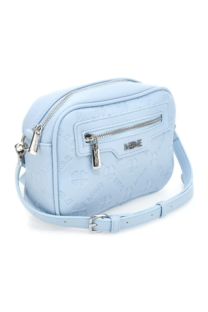 Borsa a tracolla azzurro con tasca zip Me & me 20447 [AZZURRO] miniatura 2