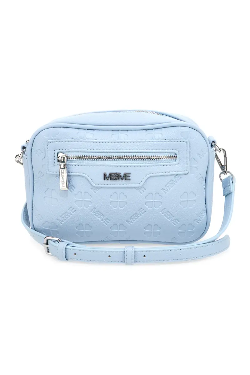 Borsa a tracolla azzurro con tasca zip Me & me 20447 [AZZURRO]