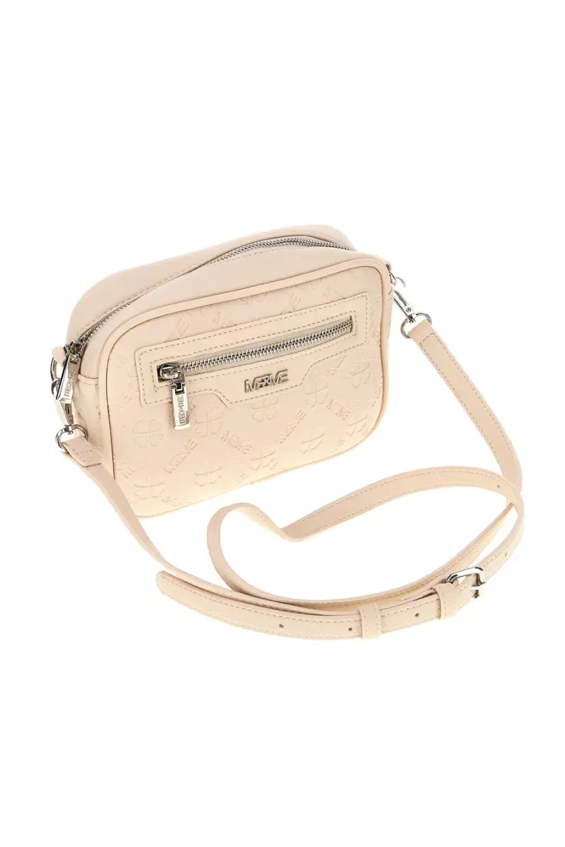 Borsa beige a tracolla con zip Me & me 20447 [PANNA] miniatura 4