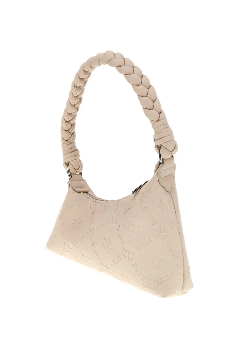 Borsa beige con manico intrecciato Me & me L4743 [PANNA] miniatura 3