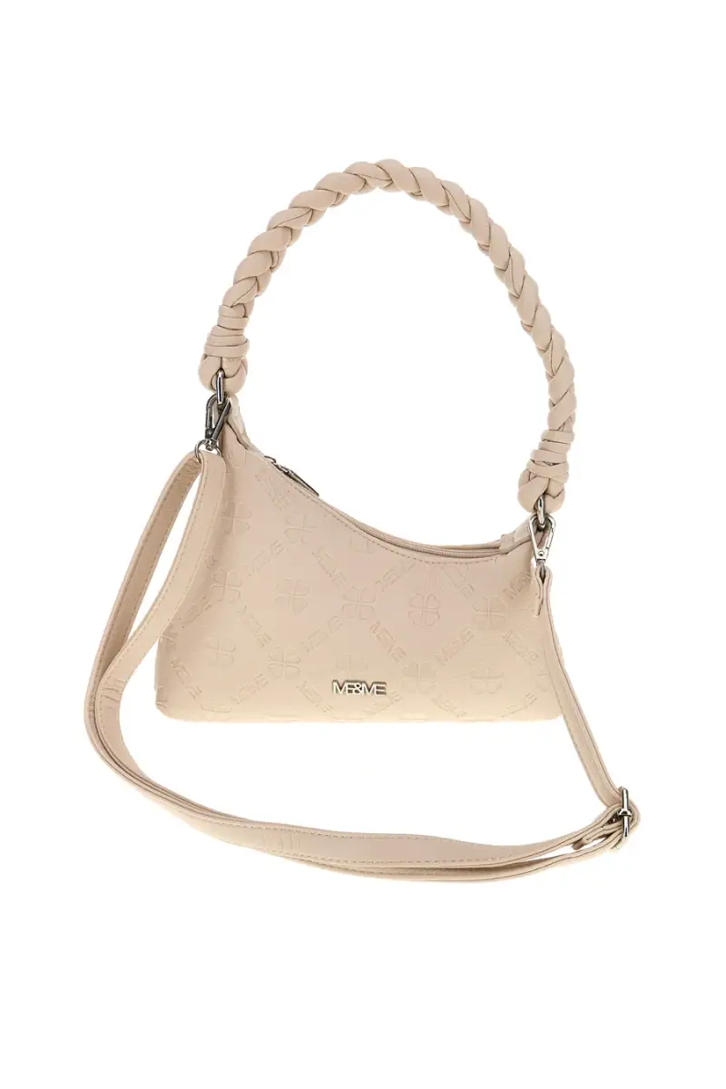 Borsa beige con manico intrecciato Me & me L4743 [PANNA] miniatura 4