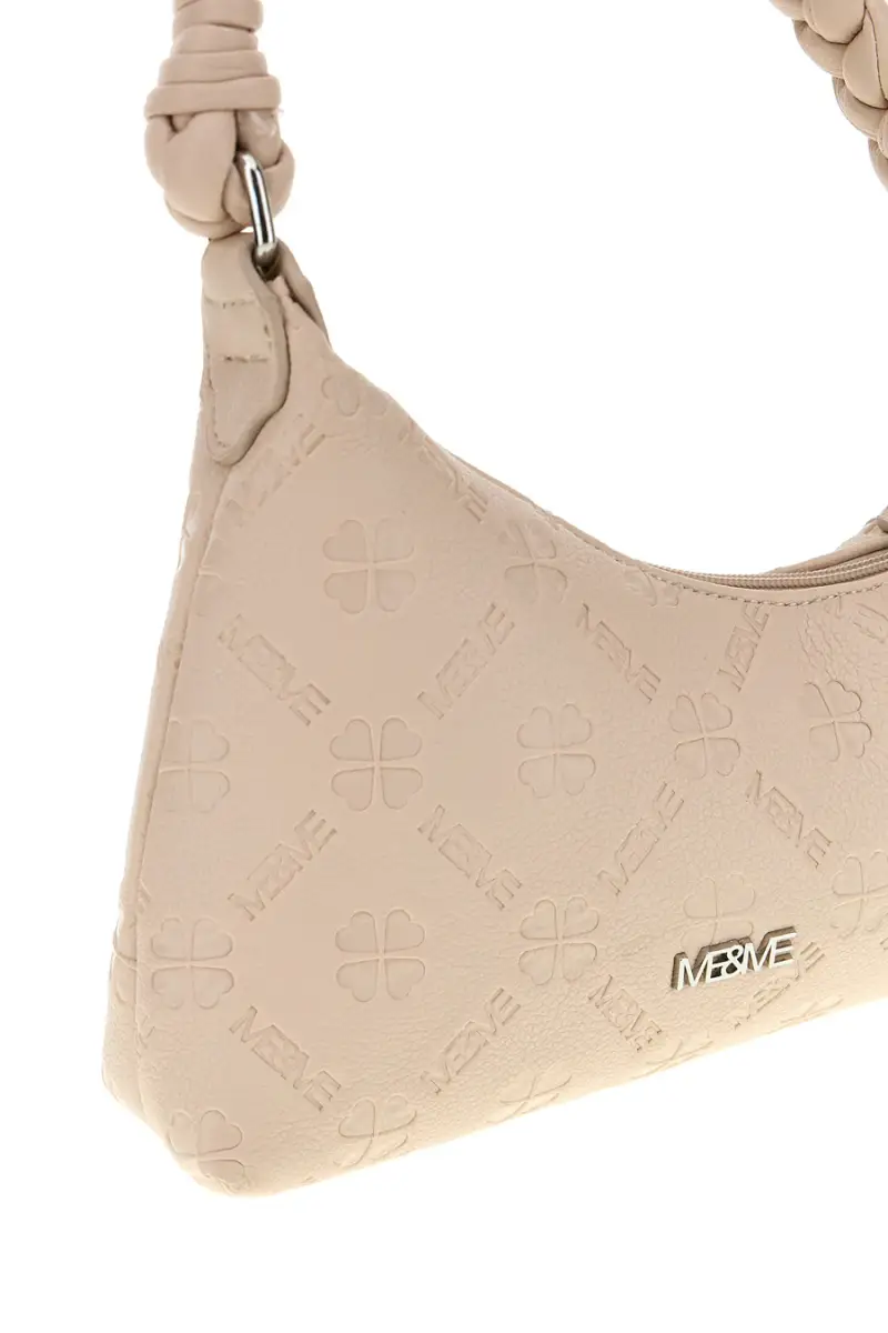 Borsa beige con manico intrecciato Me & me L4743 [PANNA] miniatura 5
