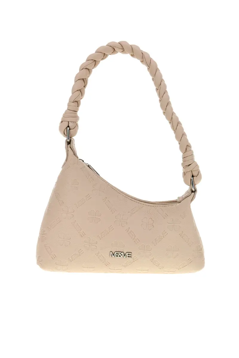 Borsa beige con manico intrecciato Me & me L4743 [PANNA]