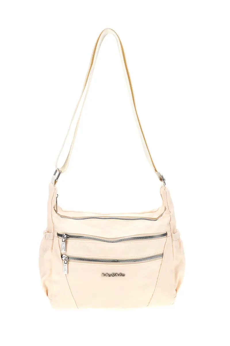 Borsa beige con zip multiple e tracolla regolabile Me & me spa 2332 [BEIGE]