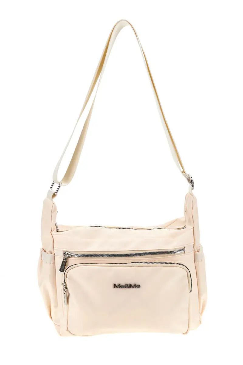 Borsa beige con zip multiple e tracolla regolabile Me & me spa 8059 [BEIGE]
