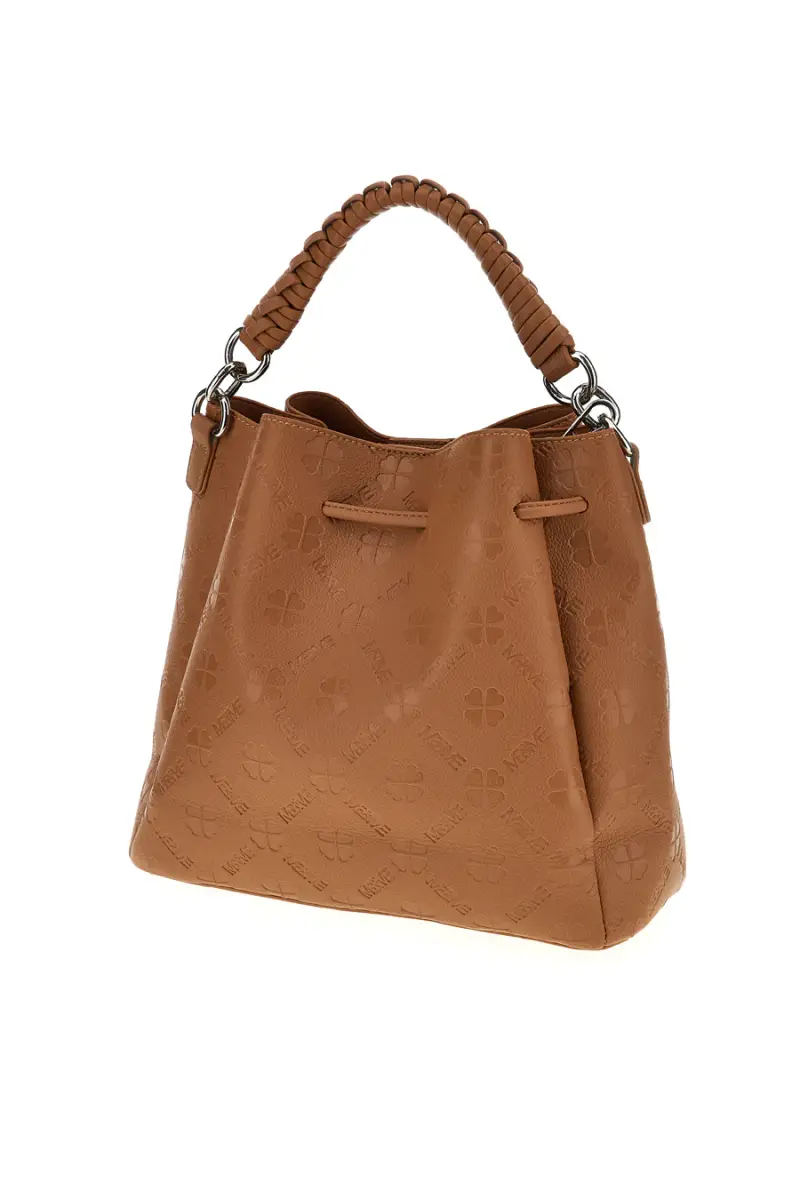 Borsa cuoio a mano con tracolla e coulisse Me & me L2526 [CUOIO] miniatura 4