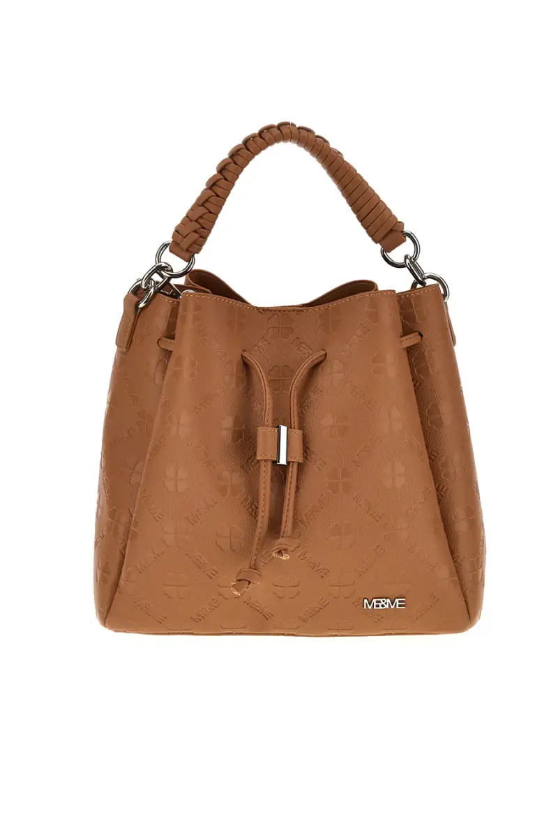 Borsa cuoio a mano con tracolla e coulisse Me & me L2526 [CUOIO]