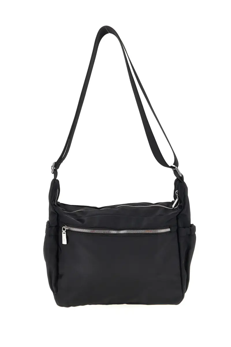 Borsa nera con zip multiple e tracolla regolabile Me & me spa 8059 [NERO] miniatura 3