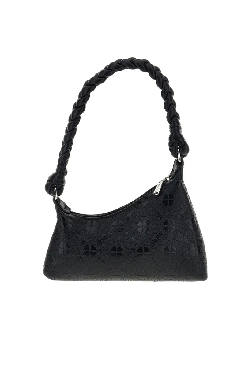 Borsa nera traforata manico intrecciato Me & me L4743 [NERO] miniatura 2