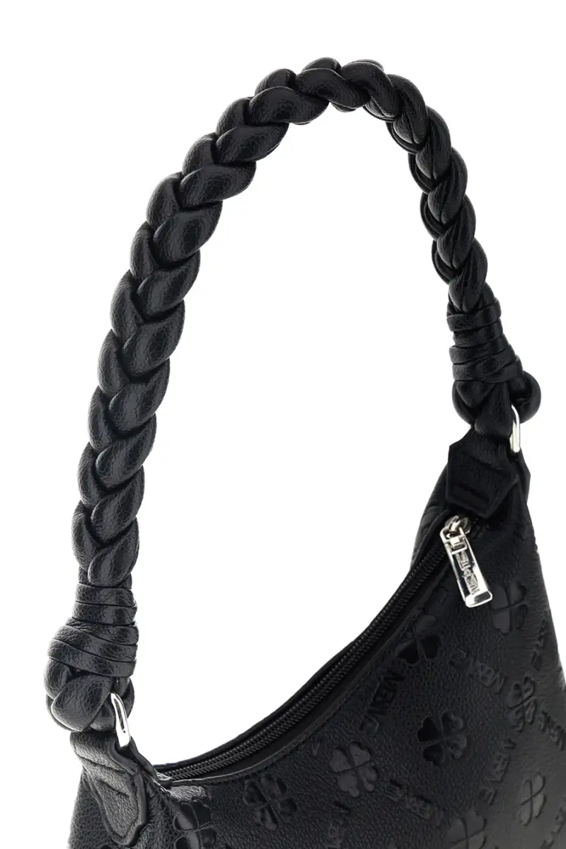 Borsa nera traforata manico intrecciato Me & me L4743 [NERO] miniatura 3