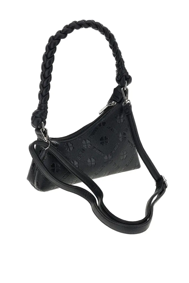 Borsa nera traforata manico intrecciato Me & me L4743 [NERO] miniatura 4