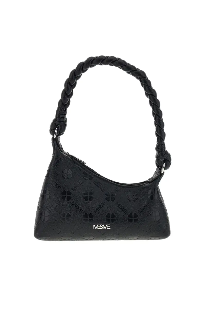Borsa nera traforata manico intrecciato Me & me L4743 [NERO]
