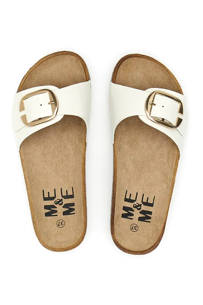 Ciabatte bianche con fibbia e suola effetto sughero Me & Me 14168 [BIANCO]