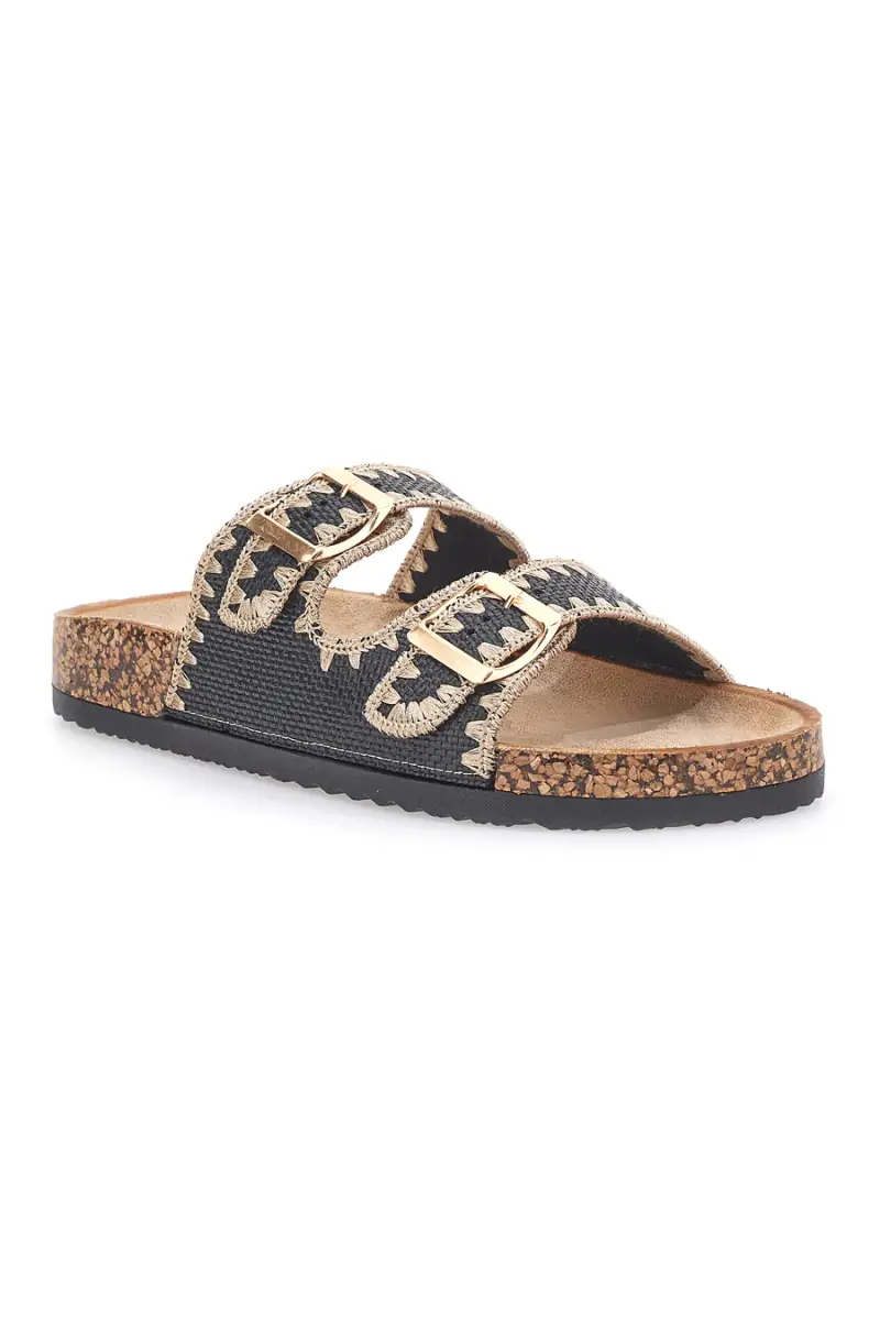 Ciabatte nere con doppia fibbia decorata oro ME & ME 14221 [NERO] miniatura 2