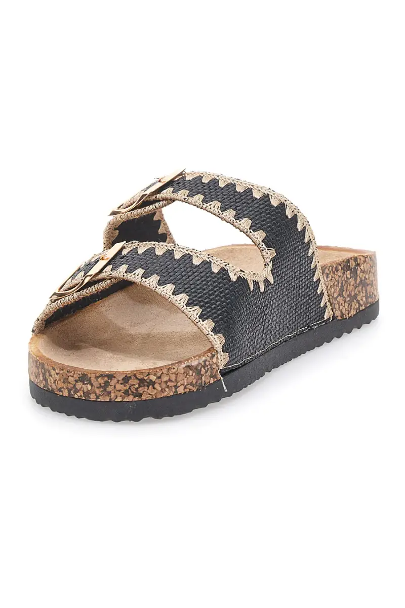 Ciabatte nere con doppia fibbia decorata oro ME & ME 14221 [NERO] miniatura 4