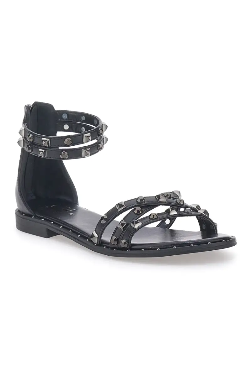 Sandali Neri con Borchie e Cerniera Posteriore ME & ME 662 [NERO] miniatura 2