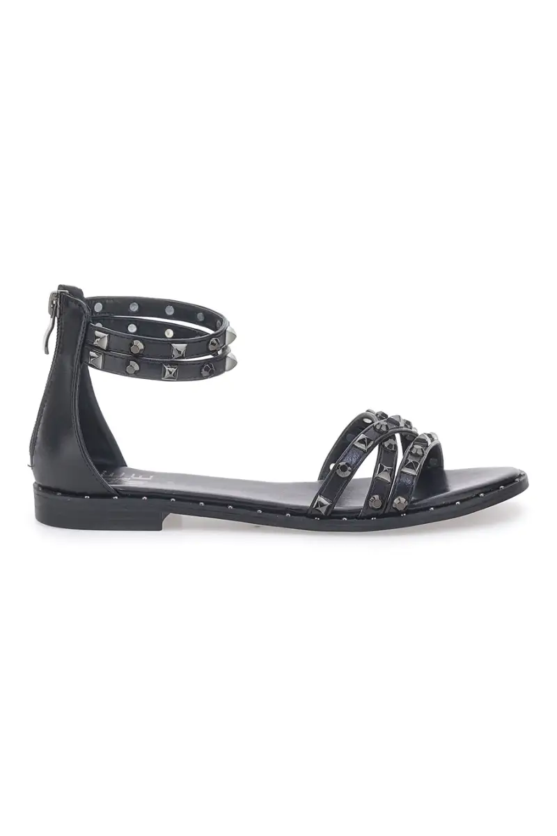 Sandali Neri con Borchie e Cerniera Posteriore ME & ME 662 [NERO]