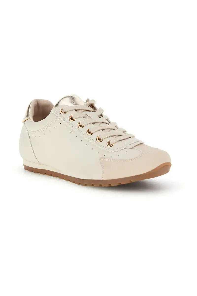 Sneakers beige in materiale sintetico con dettagli metallici Me & me TW26S801502 [BEIGE] miniatura 2