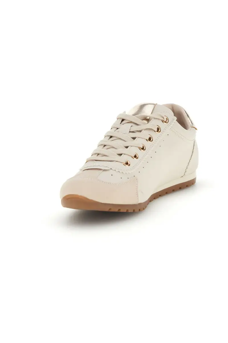 Sneakers beige in materiale sintetico con dettagli metallici Me & me TW26S801502 [BEIGE] miniatura 4