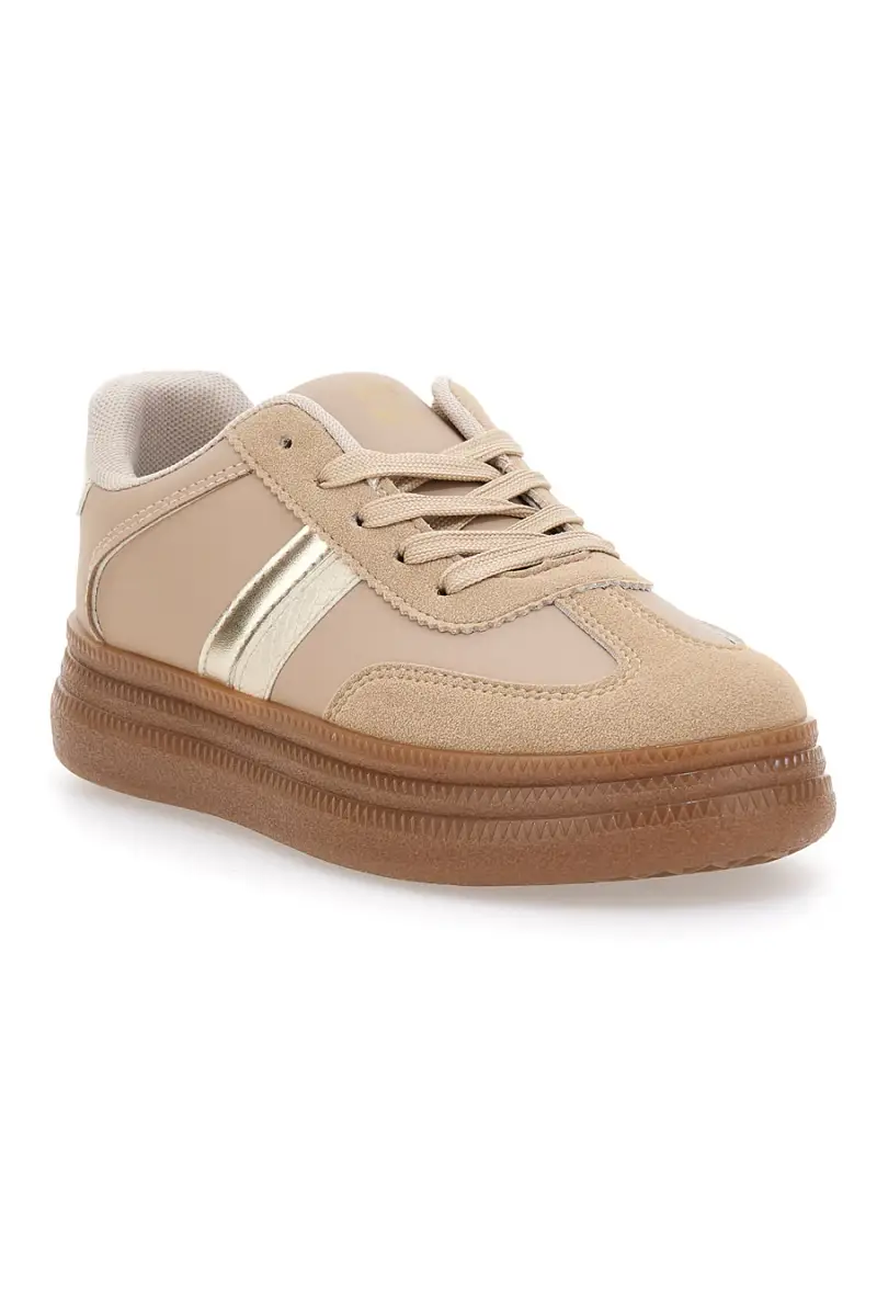 Sneakers beige inserti metallizzati fondo a contrasto Me & Me GB2026 [BEIGE] miniatura 2