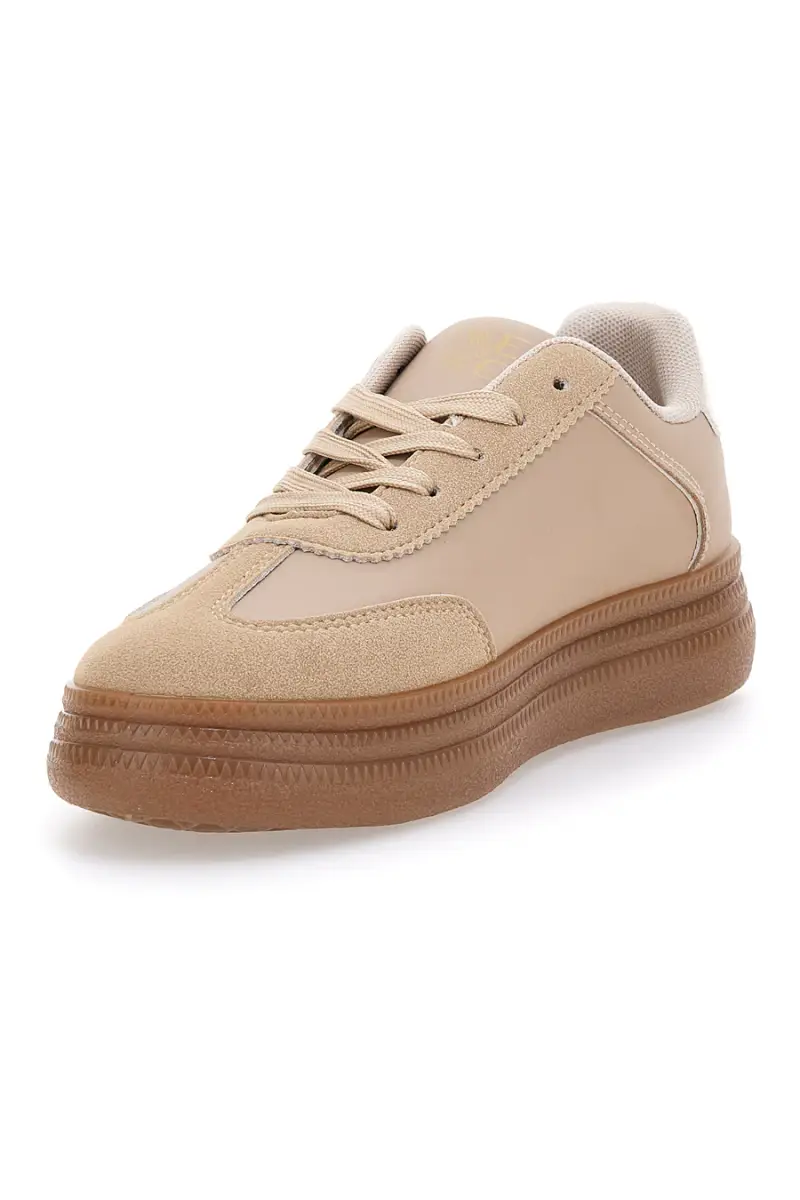 Sneakers beige inserti metallizzati fondo a contrasto Me & Me GB2026 [BEIGE] miniatura 4
