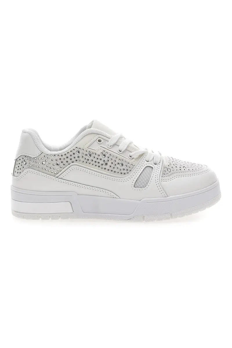 Sneakers Bianche con Strass Me & Me 820 [BIANCO]