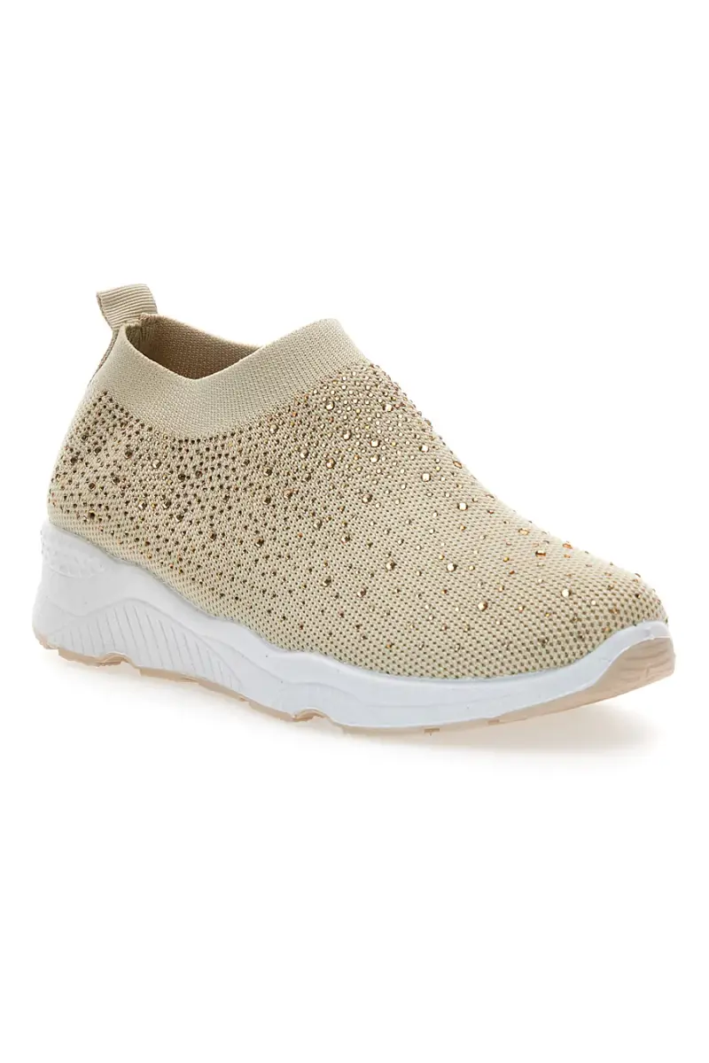 Sneakers Slip On Beige con Strass Me & Me 090263 [BEIGE] miniatura 2