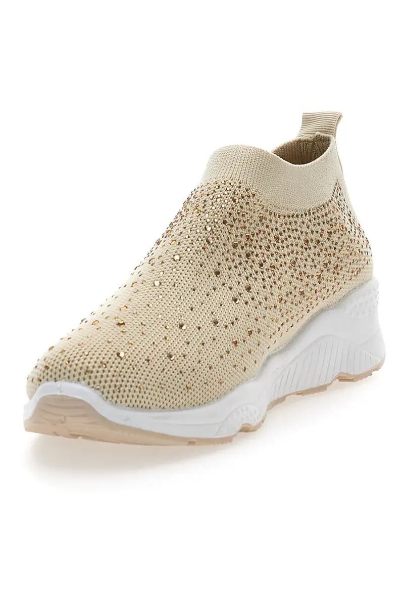 Sneakers Slip On Beige con Strass Me & Me 090263 [BEIGE] miniatura 3