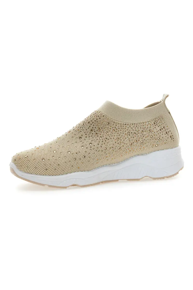 Sneakers Slip On Beige con Strass Me & Me 090263 [BEIGE] miniatura 4