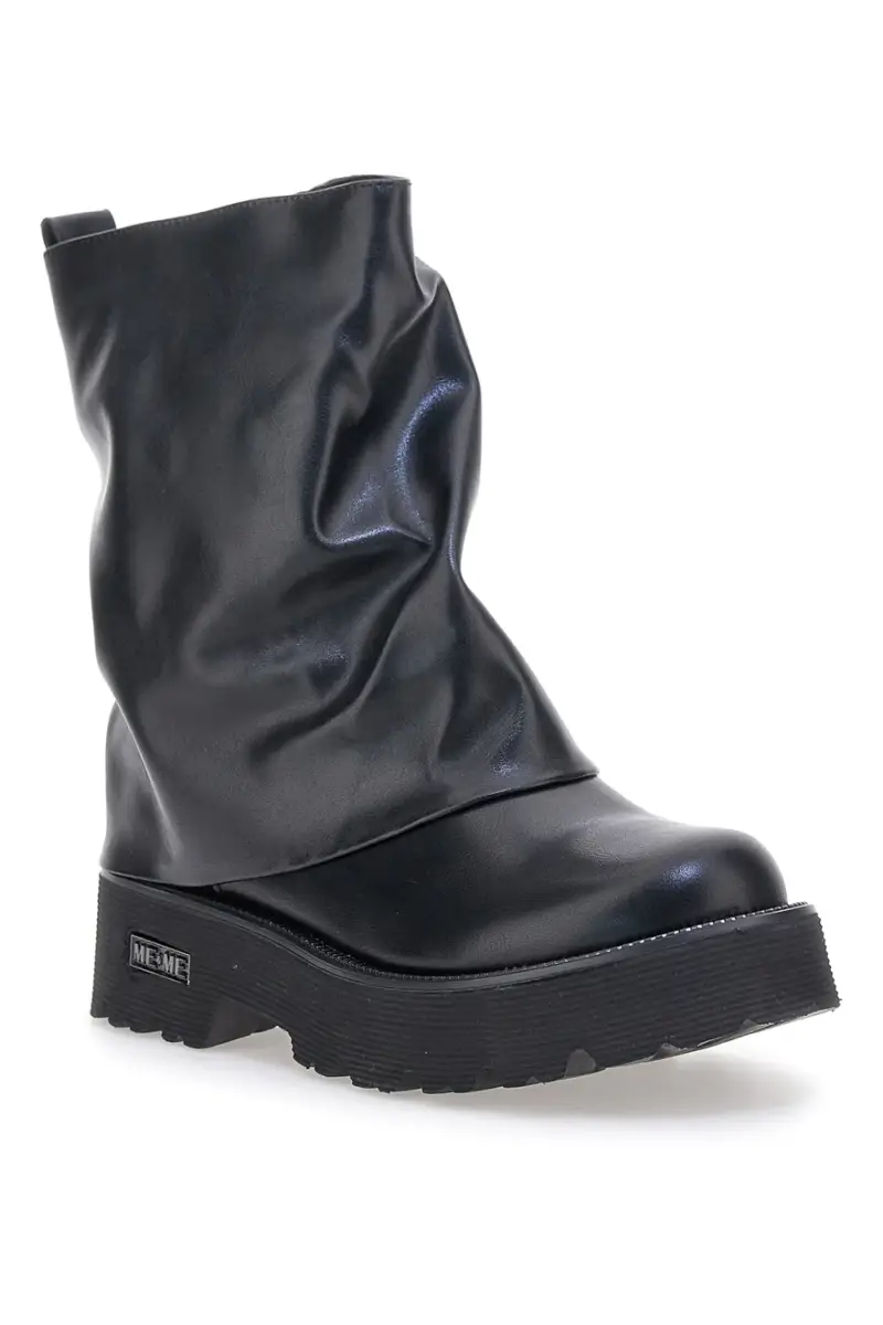 Stivali neri con gambale morbido e suola carrarmato Me & Me 3014 [NERO] miniatura 2