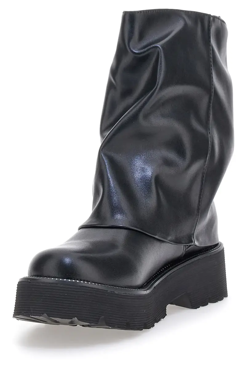 Stivali neri con gambale morbido e suola carrarmato Me & Me 3014 [NERO] miniatura 3